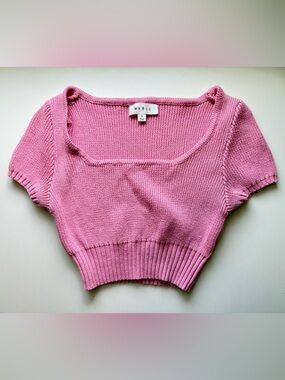 MABLE pink thick ribbed knit crop top Size Small